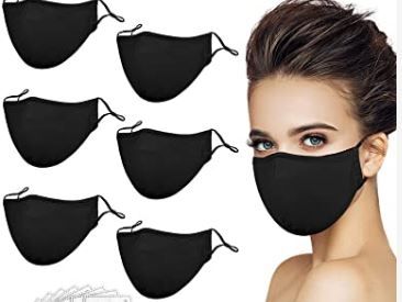 Photo 1 of 6 Pcs Cloth Face Masks Reusable Washable Face Protection Anti-Fog Dust Comfortable with Adjustable Ear Straps, Breathable Cotton Mouth Cover Protector Unisex Black
2 pack 