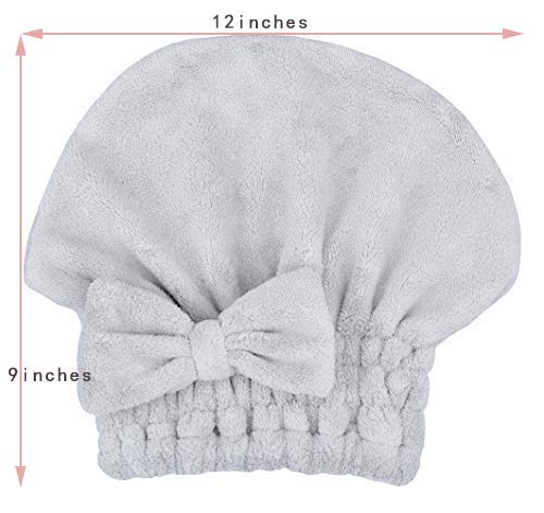 Photo 1 of MAYOUTH Microfiber Hair Drying Towels Head wrap with Bow-Knot Shower Cap Hair Turban hairWrap Bath Cap for Curly Long & Wet Hair Gift for Women
