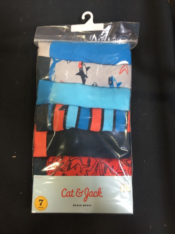 Photo 2 of Boy's Shark/Solids 7 Pack Boxer Briefs - Large 12/14
