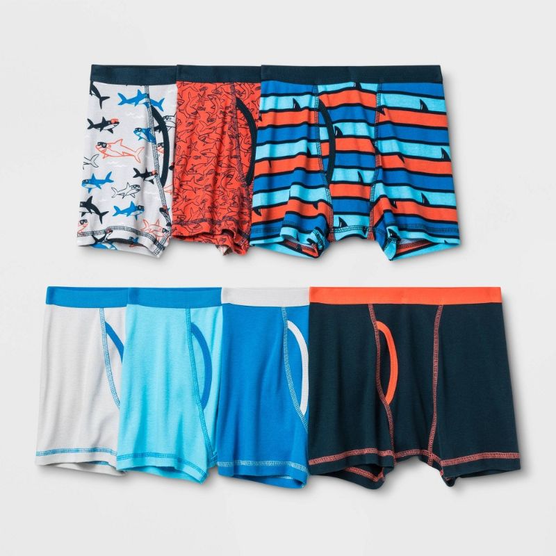 Photo 1 of Boy's Shark/Solids 7 Pack Boxer Briefs - Large 12/14---SET OF 2---
