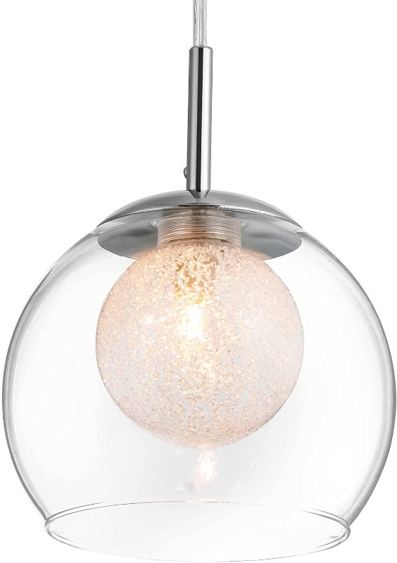 Photo 1 of MAYNA Glass Globe Pendant Light Fixture - Chrome Hanging Pendant Lighting for Kitchen Island - Mid Century Modern Ceiling Light with Clear Glass Shade ,Chrome Finish
