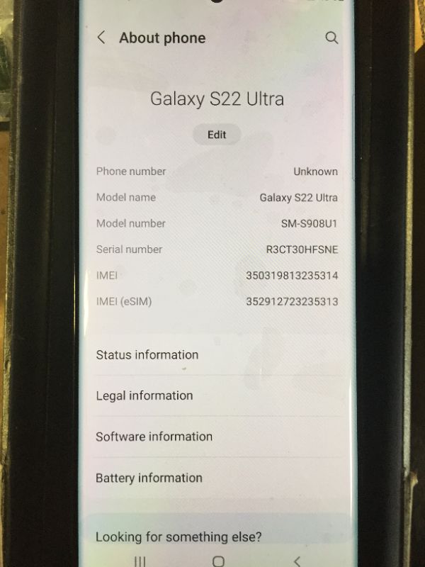 Photo 1 of SAMSUNG Galaxy S22 Ultra Smartphone, Factory Unlocked Android Cell Phone, 128GB, 8K Camera & Video, Brightest Display, S Pen, Long Battery Life, Fast 4nm Processor, US Version, Phantom Black---MISSING S PEN AND CHARING BRICK---