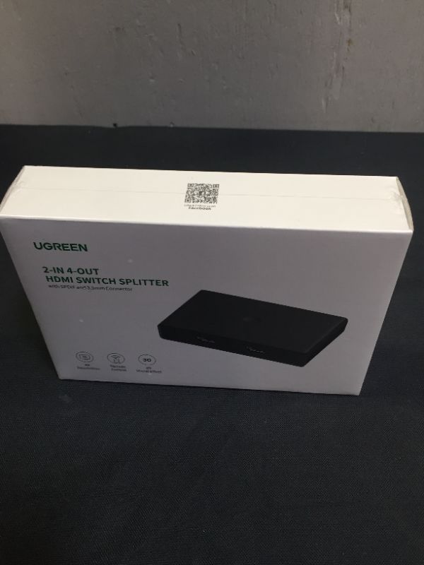 Photo 1 of UGREEN HDMI Switch 4K HDMI Splitter 2 in 4 Out with Remote Audio Extractor Supports 4K@60Hz HDCP 2.2 Optical Toslink SPDIF and 3.5mm Audio Output Compatible with Xbox PS4 PS3 HDTV
