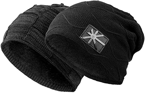 Photo 1 of Ousipps 2 Pack Winter Hats for Men Women, Baggy Mens Beanies for Winter Ski Snow Skull Hats Black Beanie for Men and Women