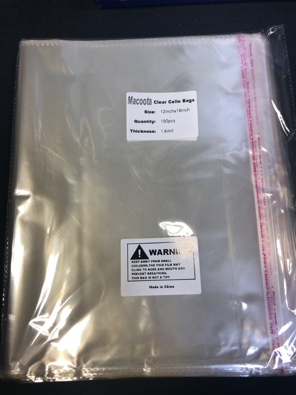 Photo 1 of 100 Count - 12" x 18", Self Seal 1.6 Mil Clear Plastic Poly Bags