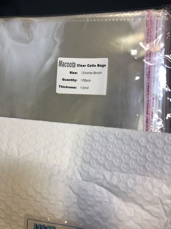 Photo 2 of 100 Count - 12" x 18", Self Seal 1.6 Mil Clear Plastic Poly Bags
