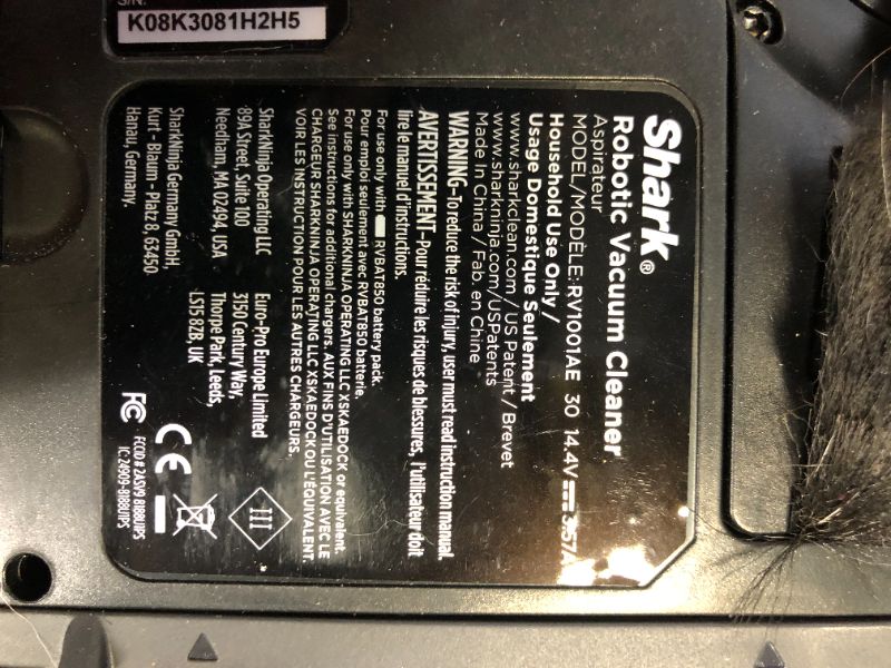 Photo 5 of Shark RV1001AE IQ Robot Self-Empty XL, Robot Vacuum with IQ Navigation, Home Mapping, Self-Cleaning Brushroll, Wi-Fi Connected, Works with Alexa, Black
VERY DIRTY AND USED