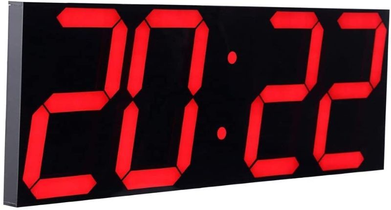 Photo 1 of CHKOSDA Digital LED Wall Clock, Oversize Wall Clock with 6” Numbers, Remote Control Count up/Countdown Timer Clock, Auto Dimmer, Big Calendar and Thermometer(Red)
