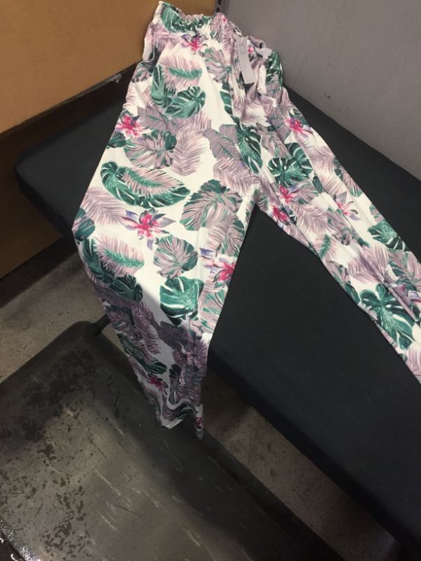 Photo 2 of  Women's Comfy Casual Floral Print Belted High Waist Wide Leg Beach Lounge Pants with Pockets.
m(adult)