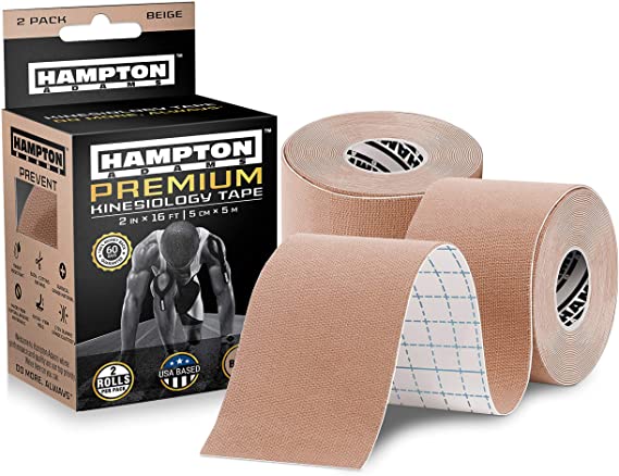 Photo 1 of (2 Pack) Premium Kinesiology Tape | Athletic Tape Supports & Protects Muscles, Knees, Shoulders & Plantar Fasciitis | Waterproof & Hypoallergenic | Beige Uncut Kinesiology Tape
