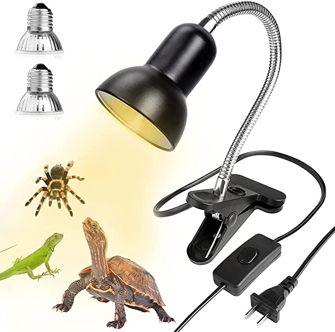 Photo 1 of 50W Reptile Heat Lamp, Set of 2 Bulbs, Basking Spot Lamp with 360°Rotatable Clip, Clamp Lamp for Aquarium Adjustable Light and Temperature with Holder UVA UVB Bulb for Lizard Turtle Snake Amphibian
