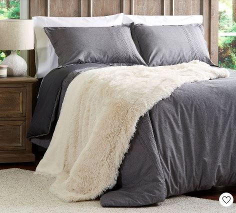 Photo 1 of 2 pack Long Faux Fur Throw Blanket Cream - Threshold 50x60 inch
