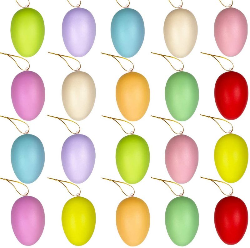 Photo 1 of Anditoy 20 Pack Easter Eggs Decorations Plastic Colorful Hanging Ornaments Easter Crafts for Easter Tree Basket Decor Home Party Favors Supplies
