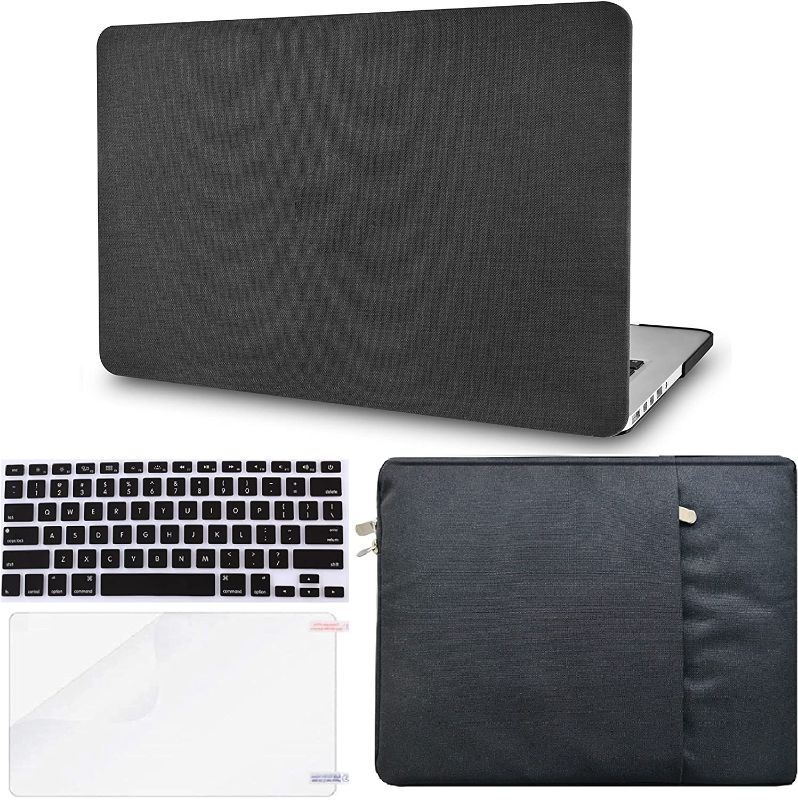 Photo 1 of KECC Compatible with MacBook Pro 13 inch Case 2019-2016 with Touch Bar A2159 A1989 A1706 A1708 Protective Plastic Hard Shell + Keyboard Cover + Sleeve + Screen Protector (Black Fabric)
