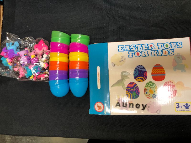 Photo 1 of Auney 12Pcs Prefilled Easter Eggs Filled with Pony Keychains Toys for Kids Easter Party Favors, Easter Basket Stuffer, Pre Filled Easter Eggs, Easter Egg Hunt
