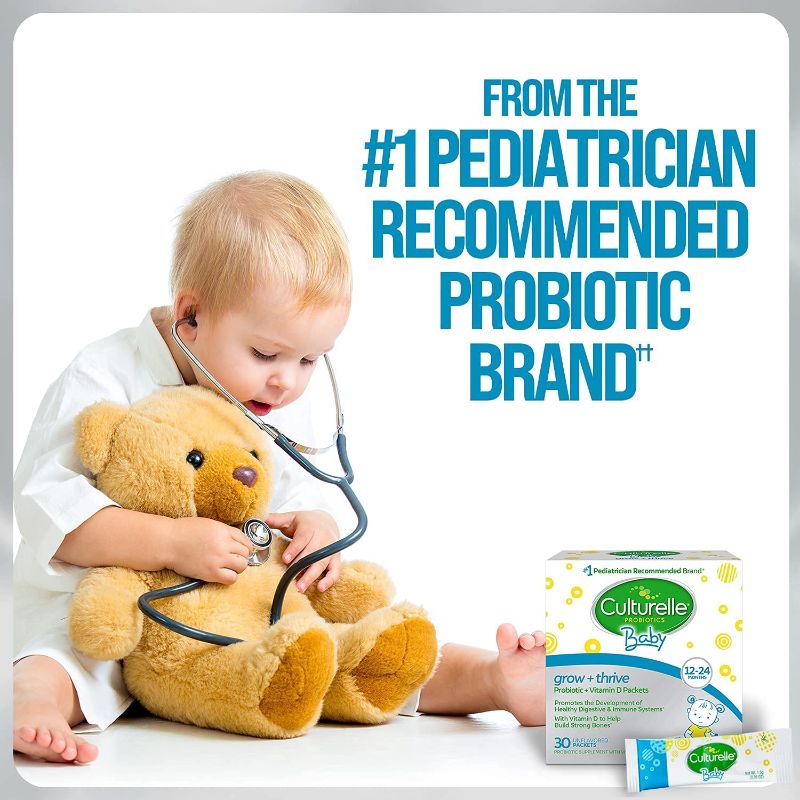 Photo 1 of Culturelle Baby Grow + Thrive Probiotics + Vitamin D Packets, Helps Promote a Healthy Immune System & Digestive System in Babies, Infants & Kids Ages 1+*, Gluten Free & Non-GMO, 30 Count--Expires June 2022