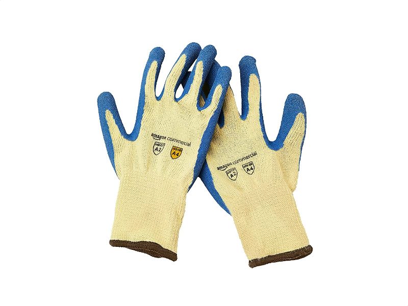 Photo 1 of AmazonCommercial 10G Kevlar & Wrinkle Latex (Yellow/Blue), Size L, 3 Pairs
