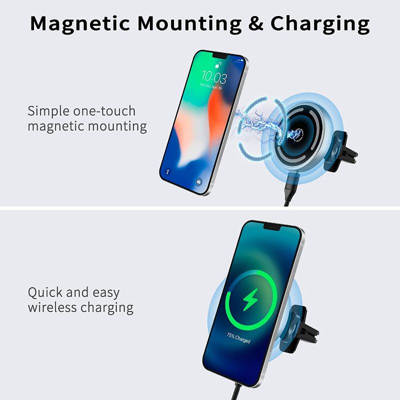 Photo 1 of 15W Magnetic Wireless Car Charger for iPhone