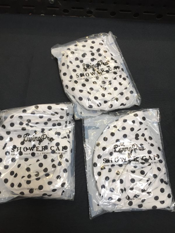 Photo 2 of Polka Dot Black Shower Cap ( 3 pack )