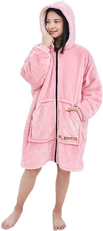 Photo 1 of SLEPZON Blanket Hoodie | Oversized Wearable Blanket - Deep Pockets, Comfy Sleeves, Front Zipper - Deluxe Fleece Sweatshirt Blanket (OSFM)