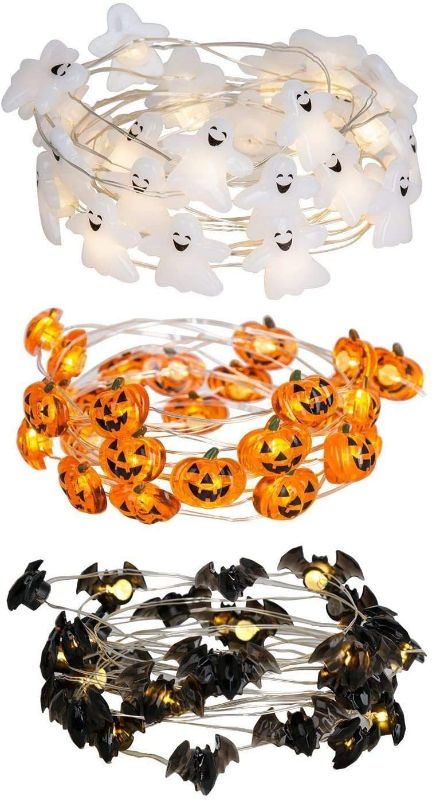 Photo 1 of Halloween String Light 10.75FT 30LT LED Ghosts Pumpkins Bats Micro LED String Lights Battery Powered with 8 Modes for Window Porch Stair Bar Indoor and Outdoor Halloween Decor
Color: Orange, White, Purple