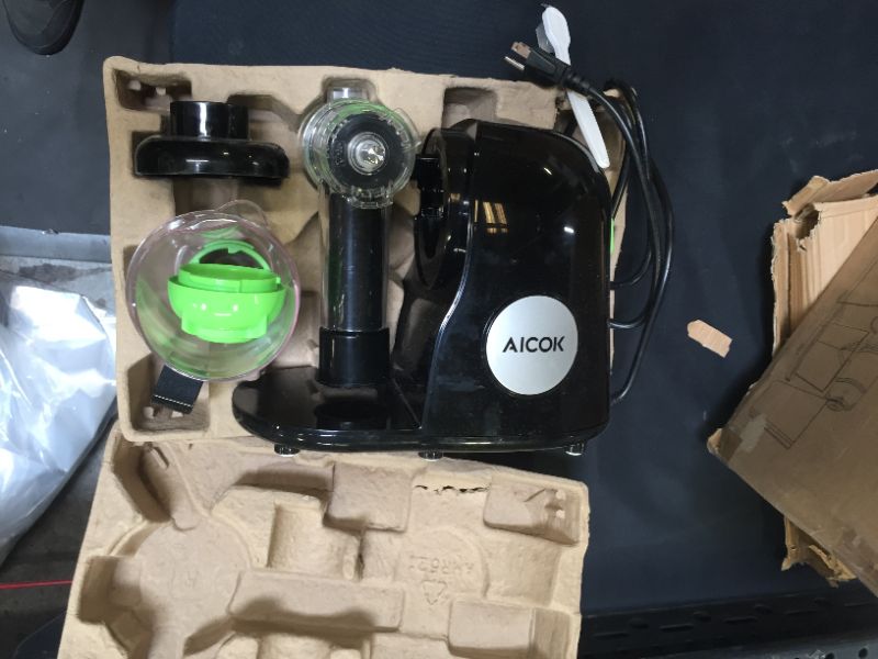 Photo 2 of Aicok Juicer Machines, Slow Masticating Juicer Extractor Easy to Clean, Cold Press Juicer with Brush, Juicer with Quiet Motor & Reverse Function, for High Nutrient Fruit & Vegetable Juice