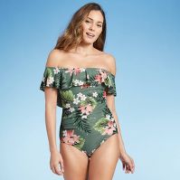 Photo 1 of Women's Off the Shoulder Flounce High Coverage One Piece Swimsuit - Kona Sol™ size s