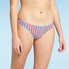 Photo 1 of Juniors' Ribbed Cheeky Bikini Bottom - Xhilaration™ Red/White/Blue Stripe size medium 