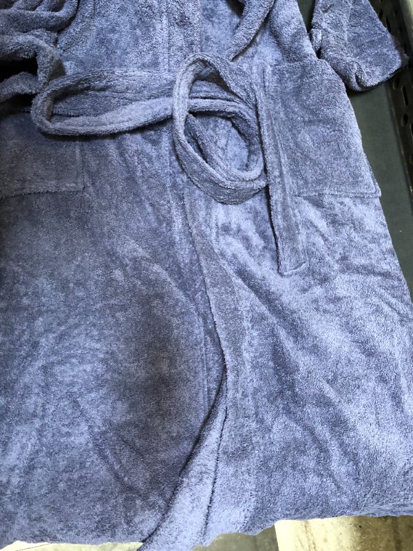 Photo 2 of Arvec Men's Combed Turkish Cotton Terry Full Ankle Length Hooded Bathrobe color blue size medium/large tall
