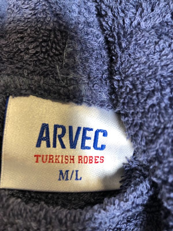 Photo 4 of Arvec Men's Combed Turkish Cotton Terry Full Ankle Length Hooded Bathrobe color blue size medium/large tall
