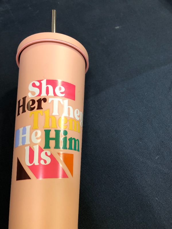 Photo 1 of 24oz Tumbler with Straw Pronouns Multicolor - Pride

