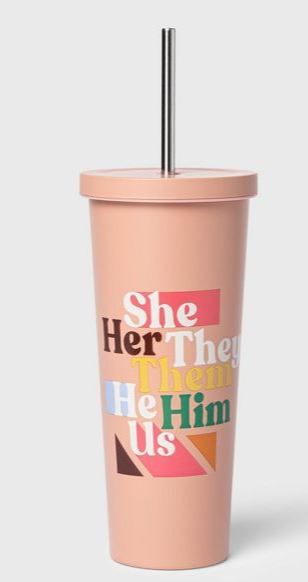 Photo 1 of 24oz Tumbler with Straw Pronouns Multicolor - Pride

