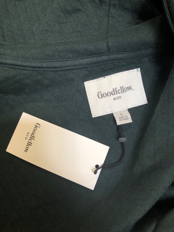 Photo 2 of Goodfellow & Co. Mens Size Large Long Sleeve Zip-Up Hoodie, Dark Green