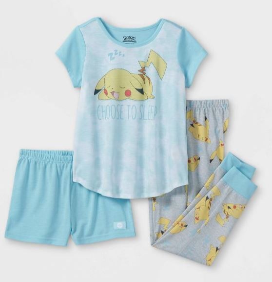 Photo 1 of Girls' Pokemon Pikachu 3pc Pajama Set - Blue, Size M(8)

