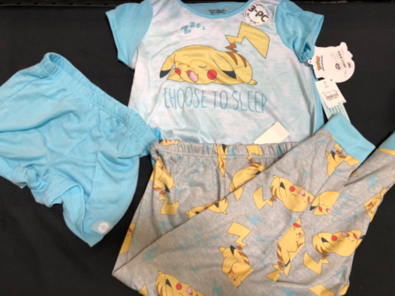 Photo 2 of Girls' Pokemon Pikachu 3pc Pajama Set - Blue, Size M(8)

