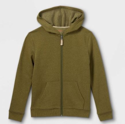 Photo 1 of Boys' Fleece Zip-Up Hoodie - Cat & Jack™, Olive Green, Size 8/10

