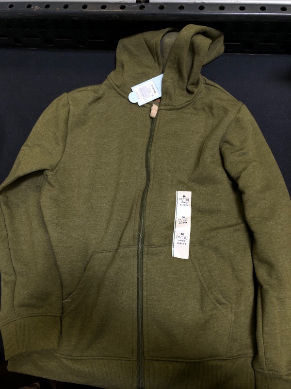 Photo 2 of Boys' Fleece Zip-Up Hoodie - Cat & Jack™, Olive Green, Size 8/10

