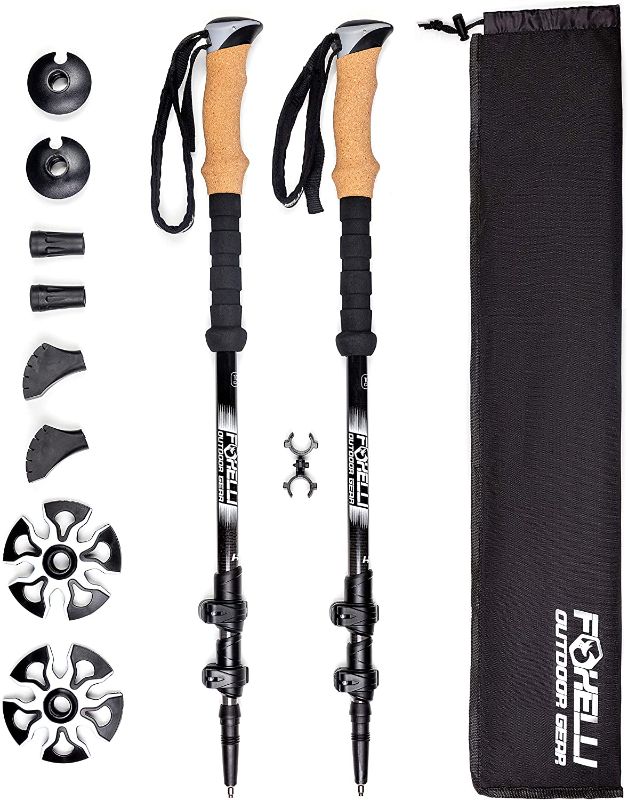 Photo 1 of (2 Pack) Hiking Poles for Walking or Trekking - Anti-schock feature (1 Pair)
