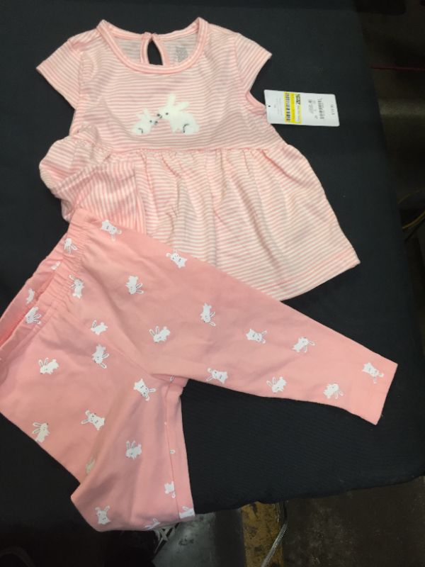 Photo 2 of  Baby Girls' Bunny Striped Top & Bottom Set - Just One You made by carter's Pink
size 9m 

