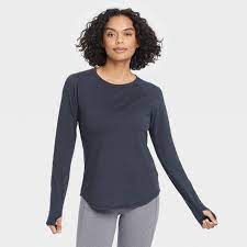 Photo 1 of Women's Essential Crewneck Long Sleeve T-Shirt - All in Motion Slate XL, Grey