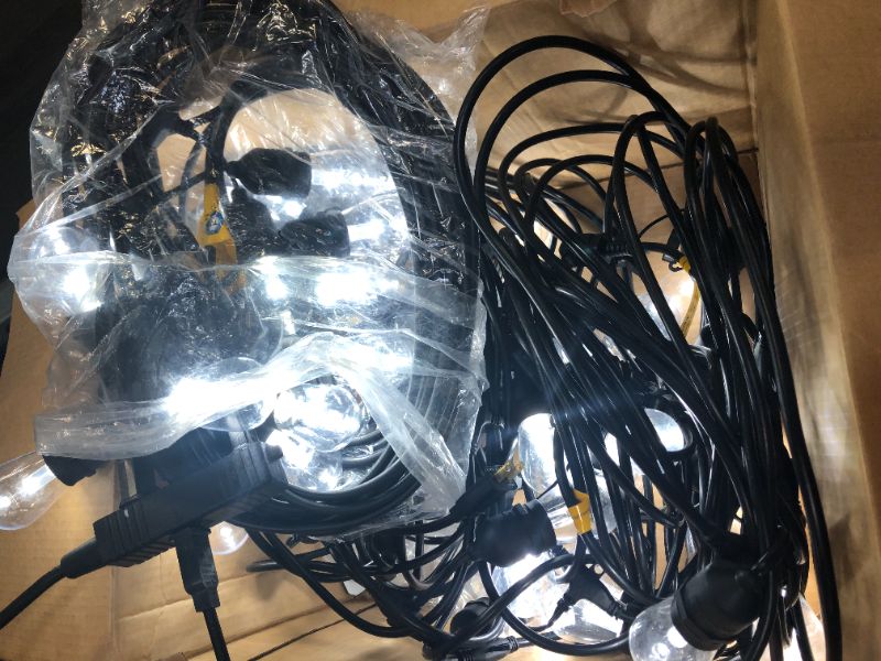 Photo 1 of 4 Pack 48 FT Outdoor String Lights Commercial Grade Weatherproof Strand Edison Vintage Bulbs 15 Hanging Sockets, UL Listed Heavy-Duty Decorative Cafe Patio Lights for Bistro Garden 