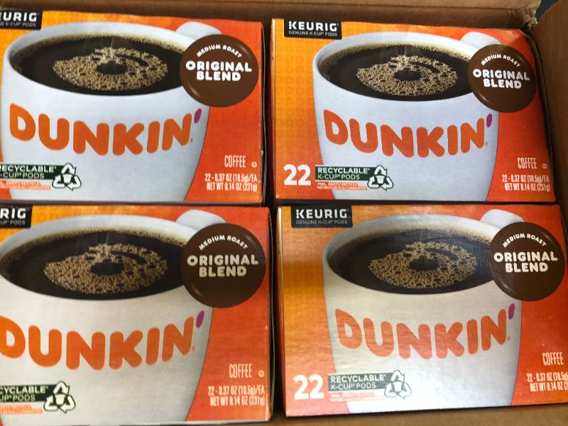 Photo 3 of Dunkin' Original Blend Medium Roast Coffee, 88 Count K-Cup Pods, 22 Count (Pack of 4)--bb April 2022
