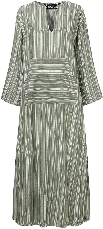 Photo 1 of FLORHO Women's Maxi Dresses Solid Kaftan Loose Cotton Long Dress Improve for Americans size medium 