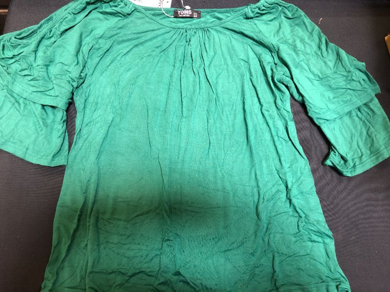 Photo 1 of womens short sleeve/long style shirt color green size large 