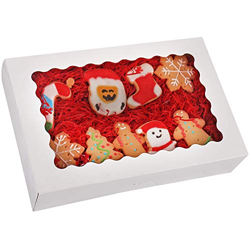 Photo 1 of 20-Pack Bakery Boxes with Window, 12" x 8" x 2.5", Large White Cookie Boxes, Auto-Popup Treat Boxes for Pies, Cakes, Muffins, Donuts and Pastries
