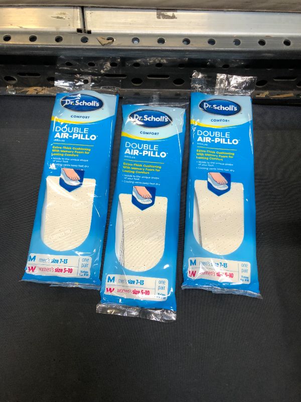 Photo 2 of 3 PACK -Dr. Scholl’s Comfort Double Air-Pillo Insoles, Men’s Size 7-13, Women’s Size 5-10 , 1 Pair
