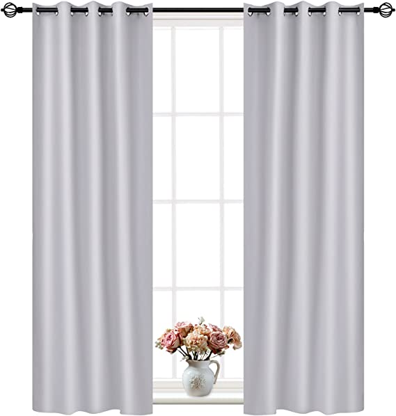 Photo 1 of Dongzhur 1 Panel of Grey Blackout Curtains with Grommets. Insulated Thermal Window Panel is 54" X 84" in Size and Includes Matching Tie-Back
