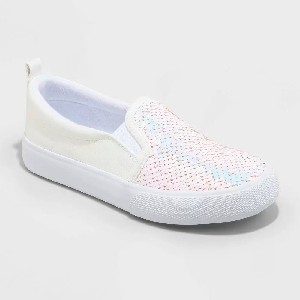 Photo 1 of Girls' Aliki Flip Sequin Slip-On Sneakers - Cat & Jack White 3