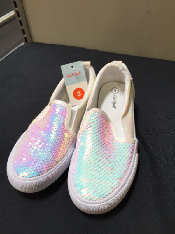 Photo 2 of Girls' Aliki Flip Sequin Slip-On Sneakers - Cat & Jack White 3