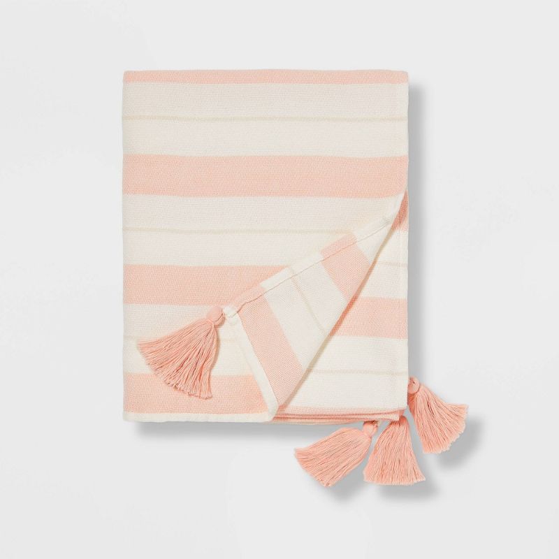 Photo 1 of 50"x60" Woven Striped with Tassel Throw - Pillowfort™
